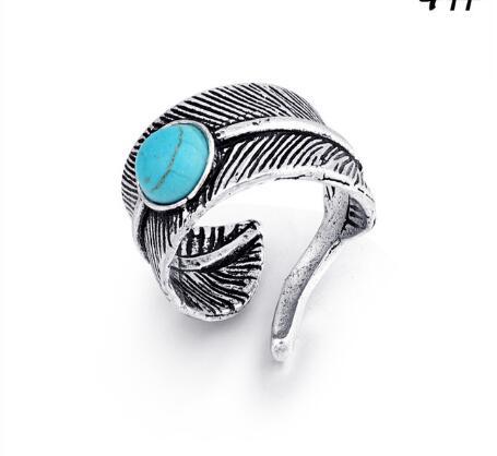 Retro Feather Geometric Alloy Open Ring display picture 9