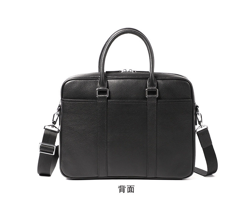Túi xách công sở nam da bò thật dạng ngang đựng laptop 14 inch 39×28×8 cm — Màu đen dây nâu, Màu đen đường đen chi tiết 21
