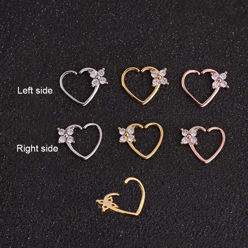 Hot Selling Micro-inlaid Zircon Round Nose Ring Peach Heart Stud Earrings display picture 12