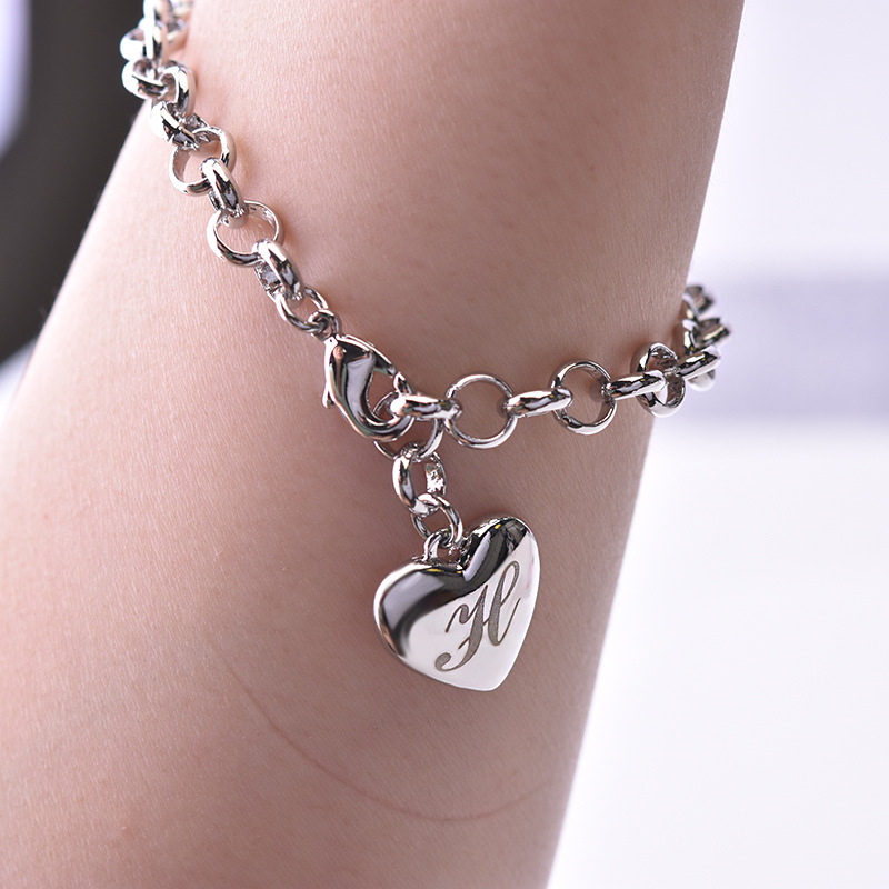 Ig Style Letter Heart Shape Copper Charm Bracelets display picture 4