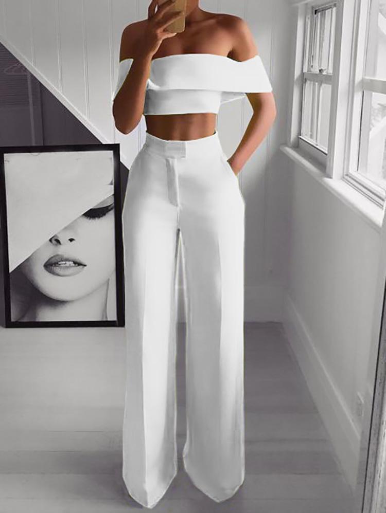 Daily Street Women's Sexy Solid Color Polyester Pants Sets Pants Sets display picture 1