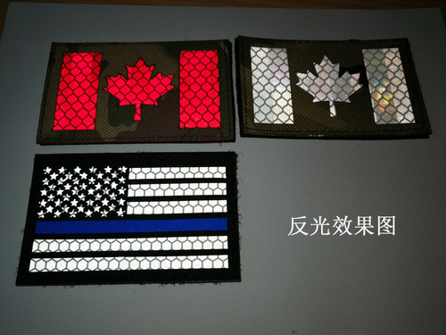 USA reflective IR fabric American flag blue line armband Velcro morale patch laser cutting night identification patch