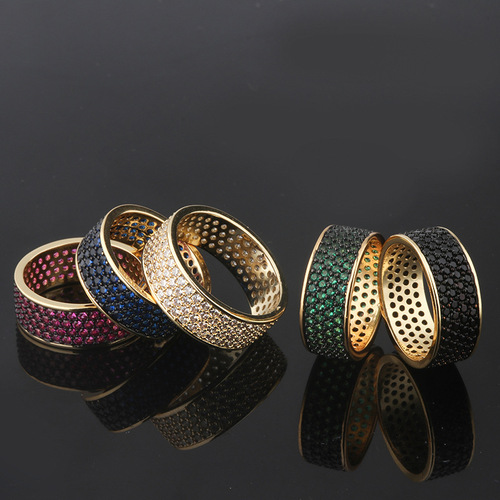 Cross-border best-selling rings for women, new European and American style, micro-inlaid with full diamonds, cubic zirconia rings, personalized colorful cubic zirconia rings, wholesale