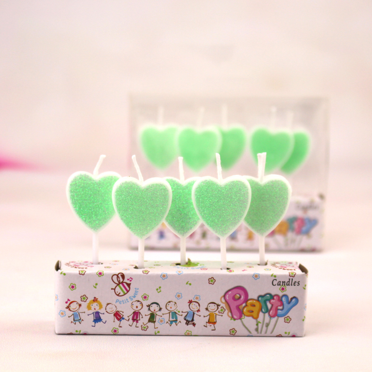 Día de San Valentín polvo de oro vela de feliz cumpleaños pastel de horneado romántico estrella de cinco puntas rosa dorado vela de amor al por mayor