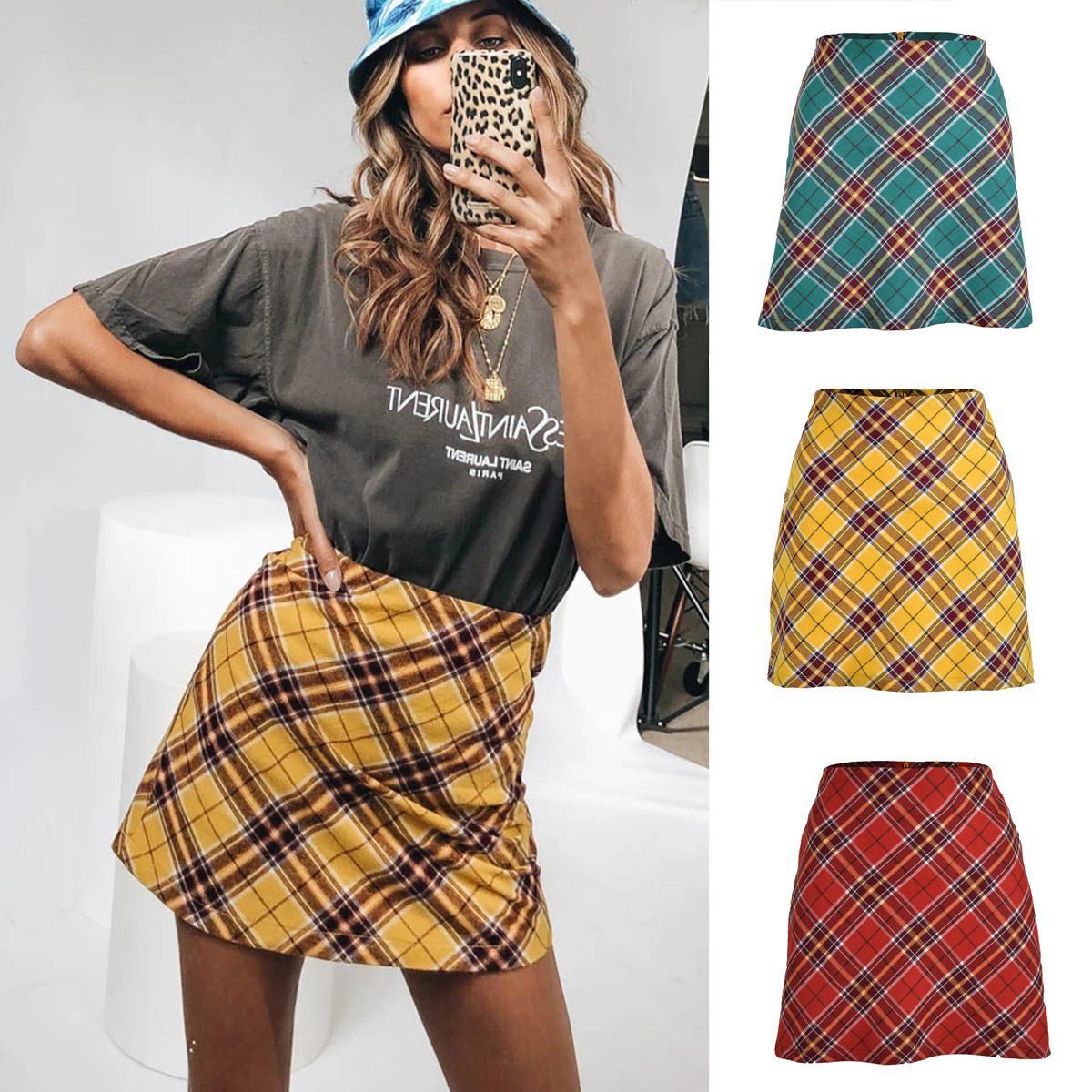 fashion plaid zipper skirts Nihaostyles wholesale clothing vendor NSLDY76330