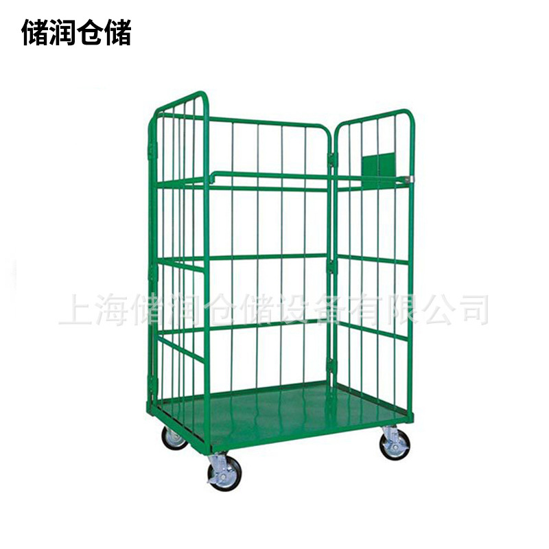 厂家物流台车 折叠式物流仓储台车 金属网格带轮仓储笼定制