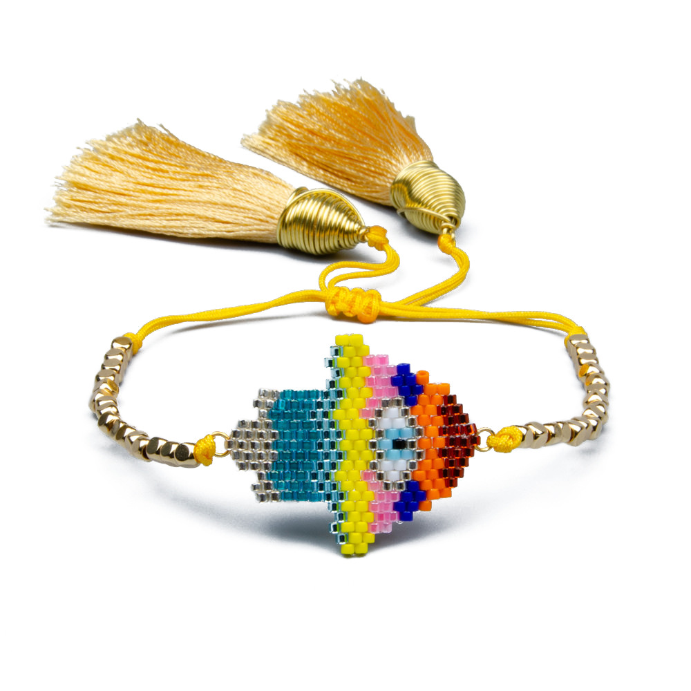 Pulsera De Ojos De Palma De Colores Tejidos A Mano display picture 18