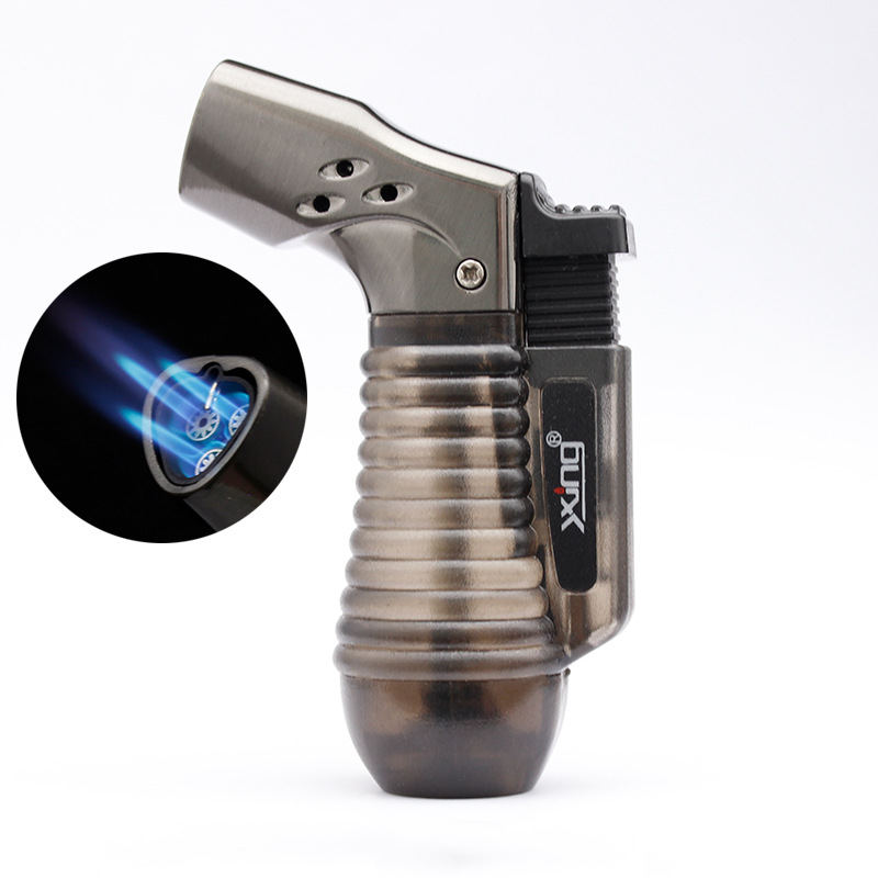 银星天狼3 创意三直冲防风打火机个性可视气体充气打火机烟具批发