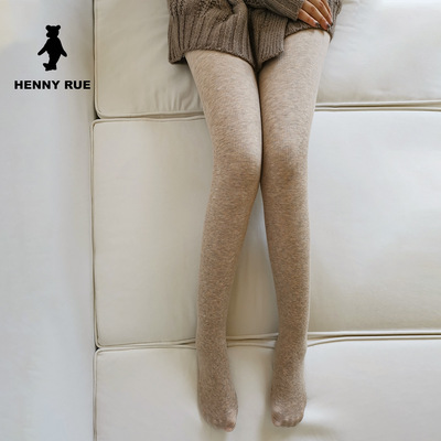 HENNY RUE小熊19年秋冬新款加厚豎條羊羔絨保暖打底褲襪 19198