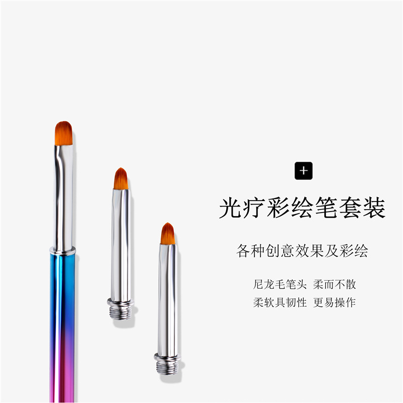 Cruz-Frontera de reemplazo cabeza cristal pluma traje de uñas arte de gama alta 5-cabeza reemplazable Cristal Tallado color pintura pluma ventas directas de la fábrica