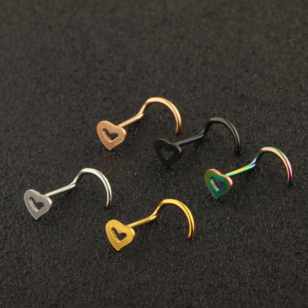 Fashion Heart Shape Metal Hollow Out Nose studs 1 Piece