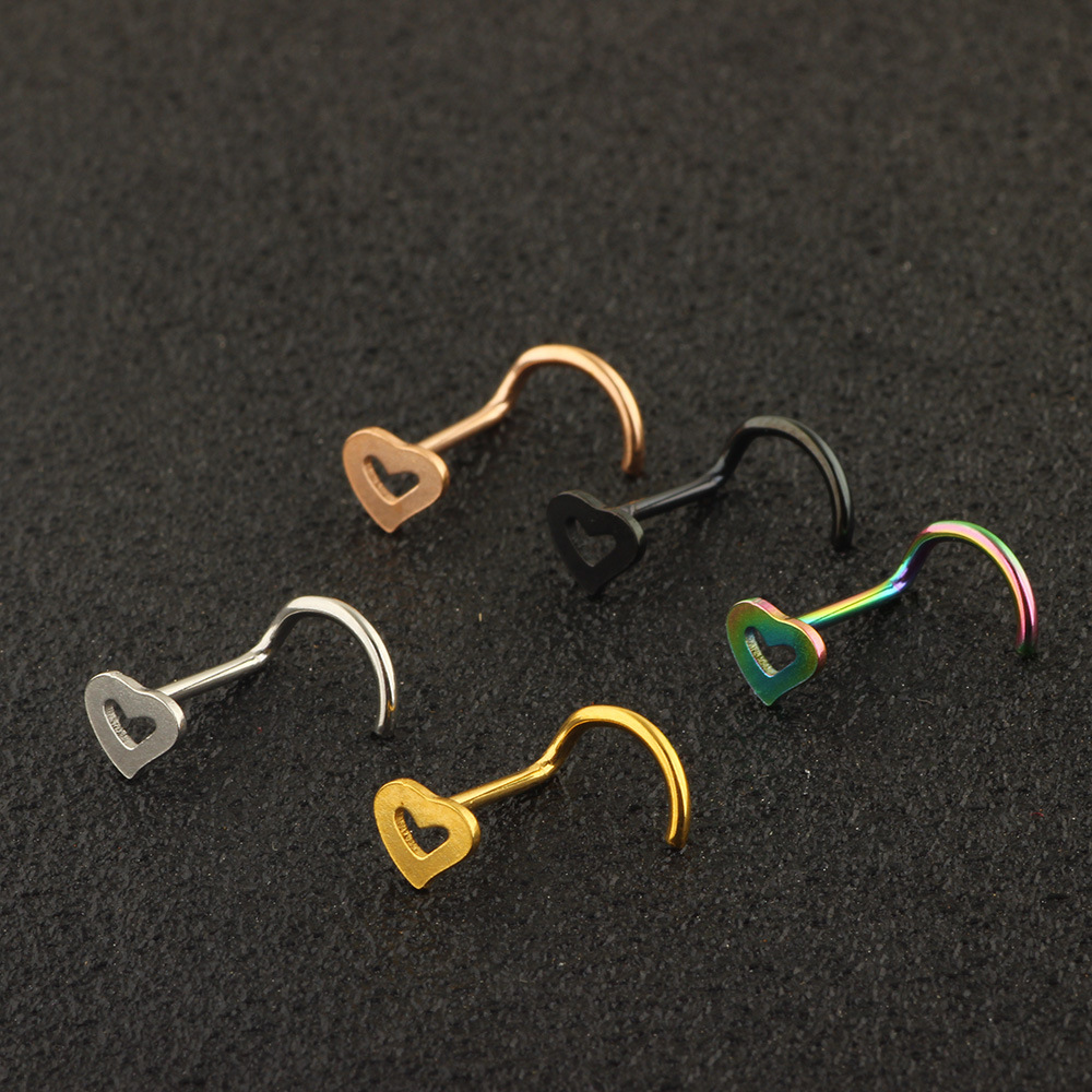 Fashion Heart Shape Metal Hollow Out Nose Studs display picture 2