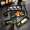 Japanese -style cooking long -strip sushi special restaurant ceramic long plate creative dessert plate sushi sushi settings commercial tableware