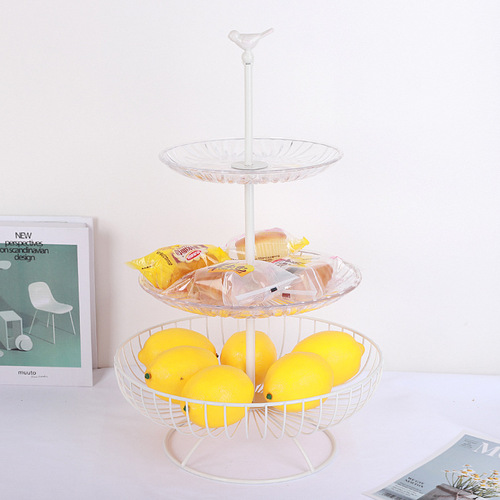 Nordic Modern Living Room Creative Iron Fruit Basket Home Use Three-Layer Fruit Tray Multi-Layer Dry Fruit Tray Snack Storage Basket