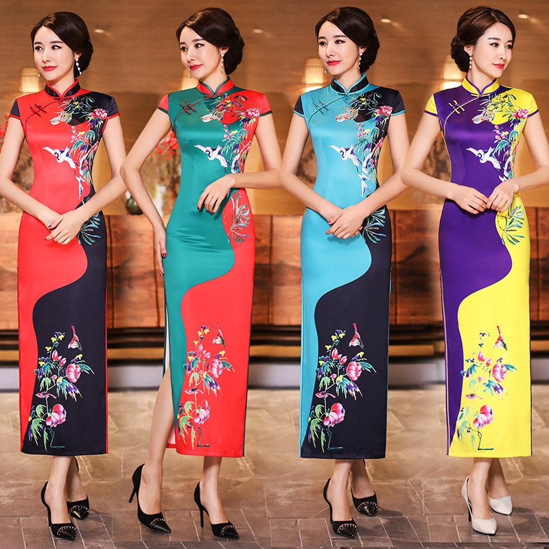 Chinese Dress Qipao for women Retro plus size cheongsam long and elegant dress