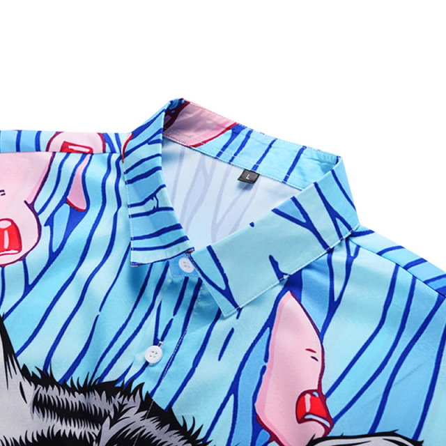 Creative Tiger Head Printed Shirt Large Wharf Street Loose Blouse 