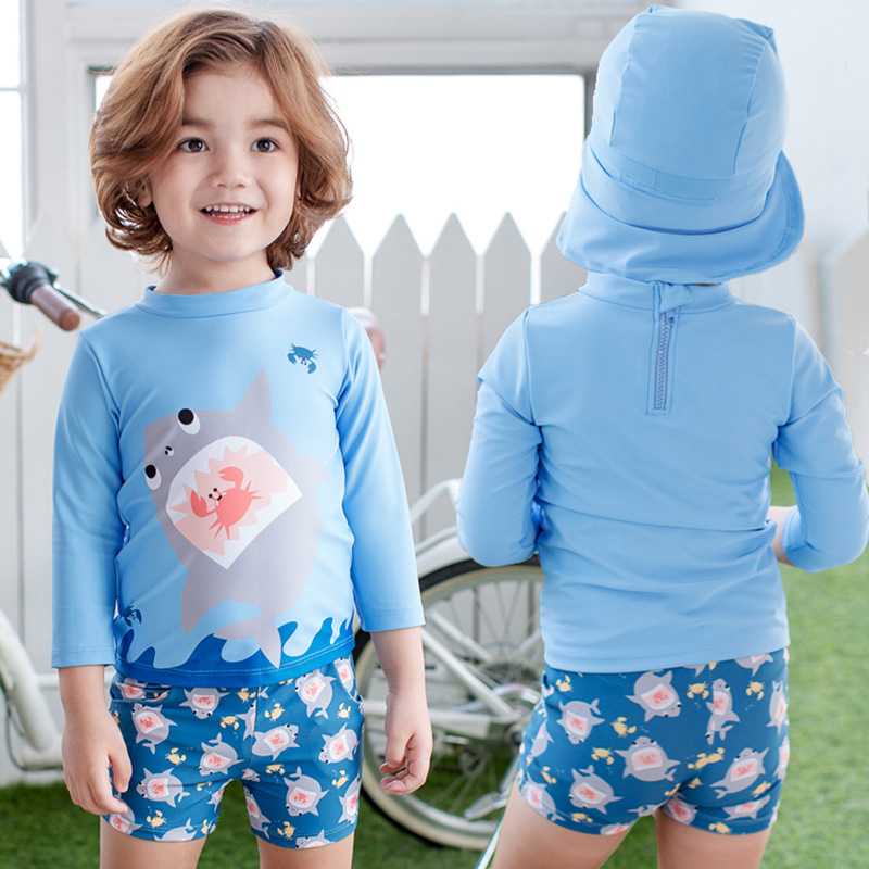 children Swimsuit Boy student Sunscreen Swimming suit Boy baby Fission Long sleeve Surf clothing Chinese child Swimwear