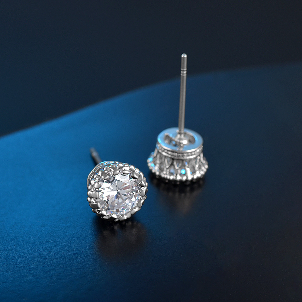 Zirkon Ohrstecker Minimalistisch Kronen Stil Für Damen Und Herren_voghion.com