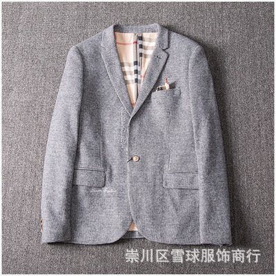 2019秋冬男式毛呢西服商务休闲西装外套男刺绣青年欧美外贸男装潮|ru