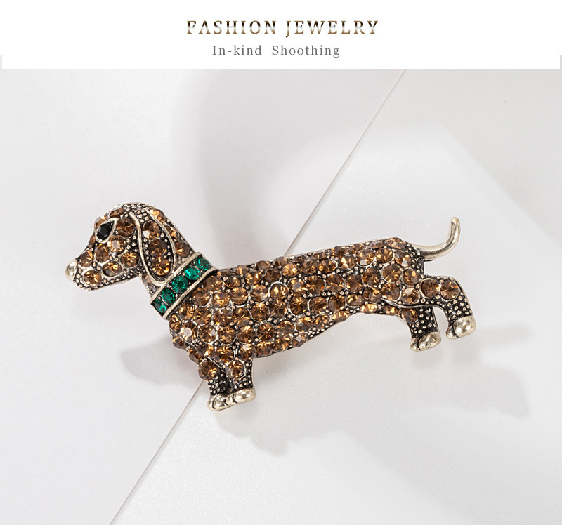 10g Weight Rhinestones Inlay Material Brooches Classification Alloy Material Dog Pattern Simple Style Pin Dog Alloy Plating Inlay Rhinestones Unisex Brooches 1