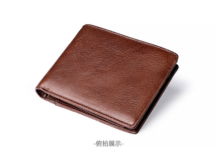 Fashion Leather Men's Wallet Top Layer Cowhide Casual Wallet Short Multi-card Coin Purse Wholesale display picture 8