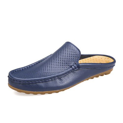 Men's sandals, half-slippers, men's genuine leather summer breathable fashionable shoes, Baotou casual shoes, breathable men's shoes