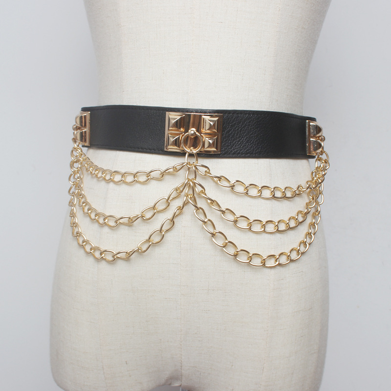Golden universal fashionable metal waist belt
