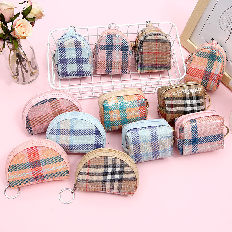 Hot-saling Fashion Ladies Clutch Sequins Plaid Shell Mini Backpack Coin Purse Wholesale display picture 1