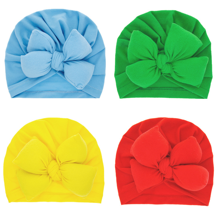 Sombreros Para Niños Moda Doble Bowknot Pullover Cap Color Sólido Al Por Mayor Nihaojewelry display picture 2