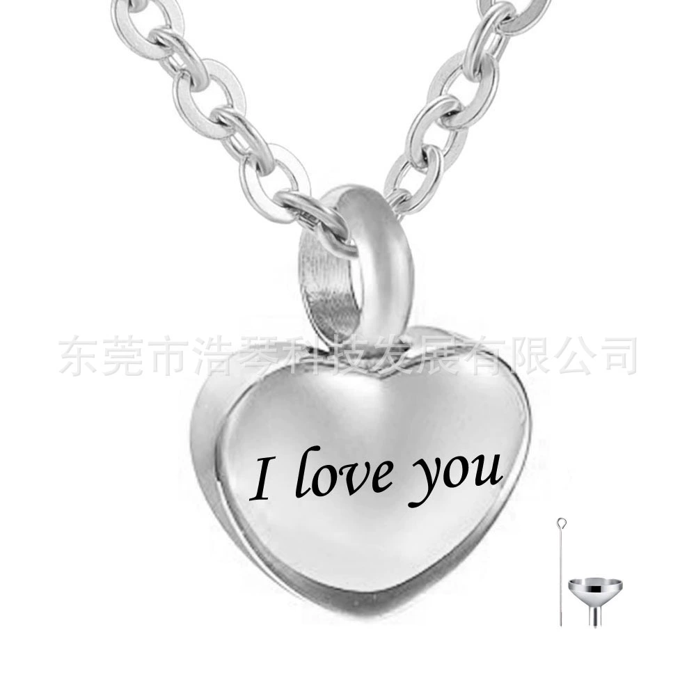 Трансграничная поставка памятных родственников Тест Пепел ожерелье в форме сердца любовь Пепел кулон кремация ювелирные изделия флакон духов