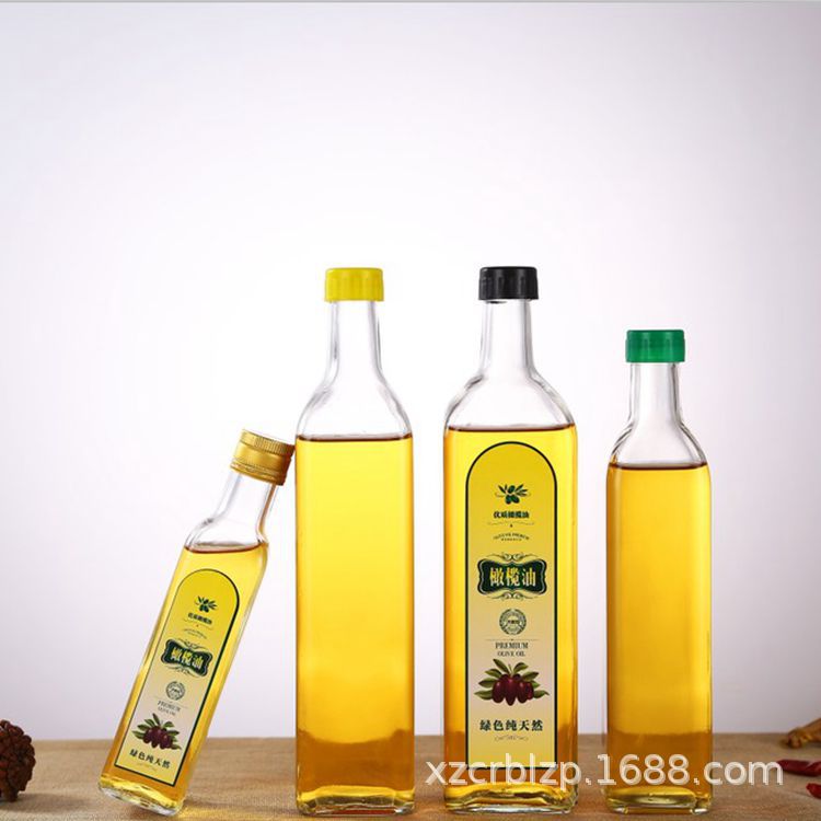 玻璃瓶250ml500ml750ml橄榄油瓶墨绿色茶油瓶圆形亚麻油瓶精油