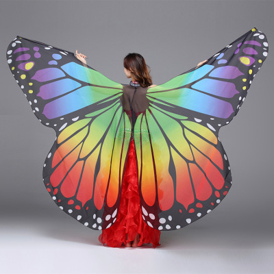 Rainbow butterfly 360 degree Indian queen belly dance gold wings for women stage performance belly dance butterfly props belly dance butterfly wings