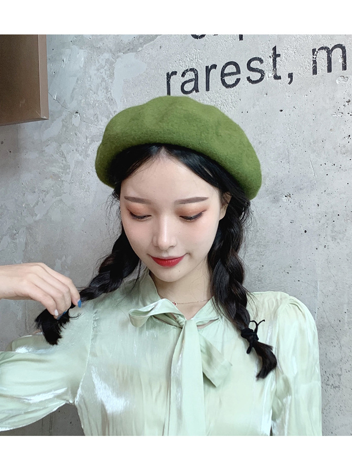 امرأة النمط الكوري اللون الصامد أفخم إفيلس قبعة البيريه display picture 17