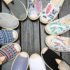 Canvas shoes for women, spring one-pull flat, old Beijing style, women's casual breathable, fisherman Korean version, lazy single shoes