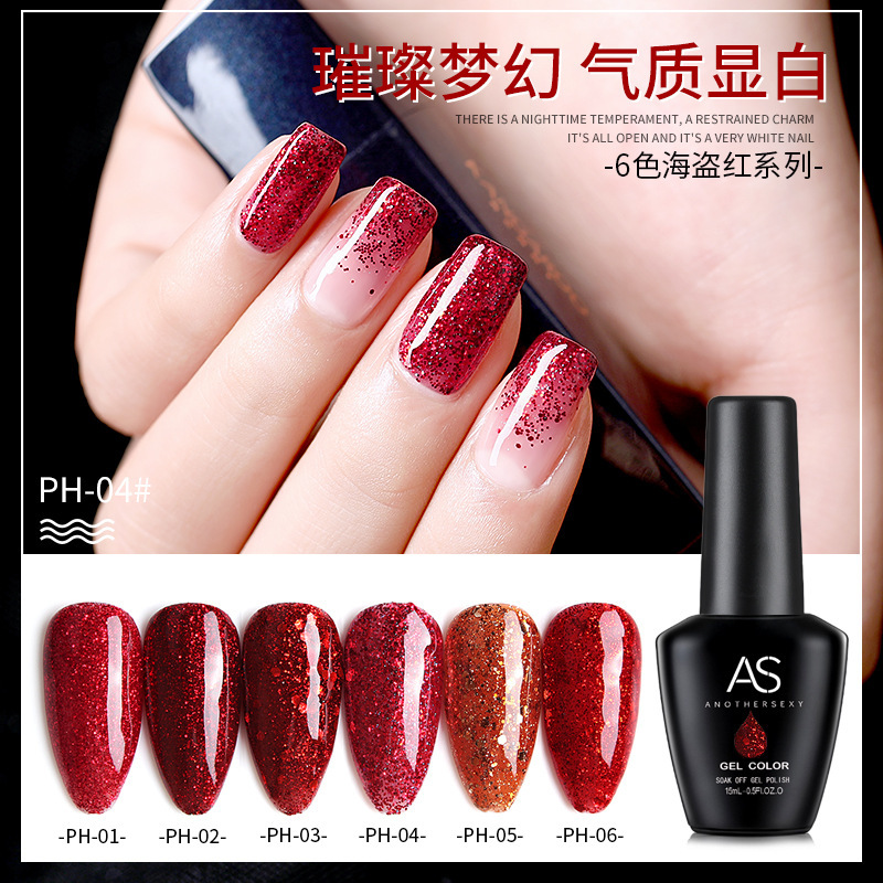 AS New Year series Red Diamond Nail Polish glue environmental protection detachable blood crystal red glitter sequins pirate Red cardaman glue 15