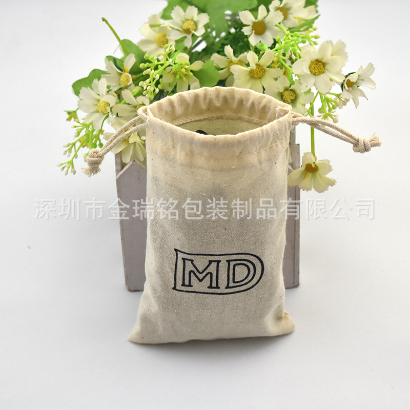 厂家手提棉布袋 创意饰品抽绳棉布袋 束口棉布袋可印LOGO