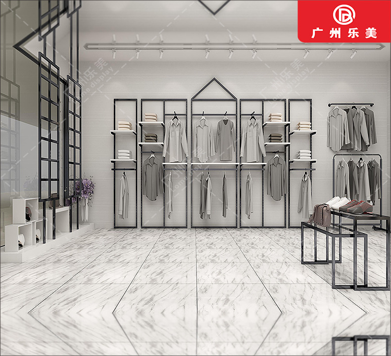 男女服装店展示架 上墙陈列架衣架落地式 店铺装修设计广州展柜厂