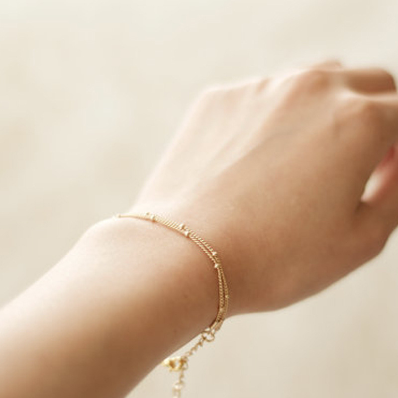 Personalized double-layer bead chain bracelet foreign trade hot-selling gold-plated bracelet women's spot supply low-cost sales