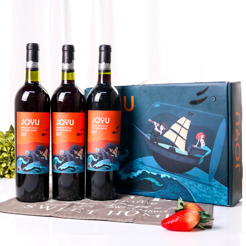 3瓶/盒中秋禮盒裝智利進口紅酒廠家批發定制幹紅葡萄酒禮品代發