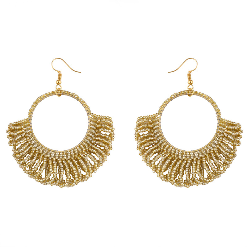 Fashion Geometric Fan-shaped Rice Beads Earrings display picture 7