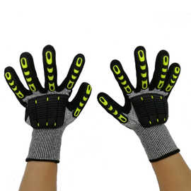 现货5级防割TPR浸胶手套耐磨防撞户外运动防滑丁晴骑行防切割手套