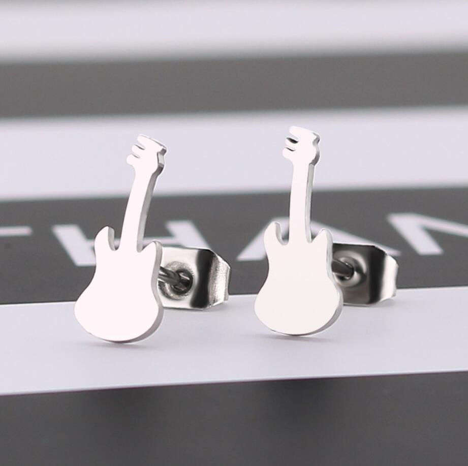 Women's Fashion Violin Stainless Steel No Inlaid Ear Studs Stainless Steel Earrings display picture 2