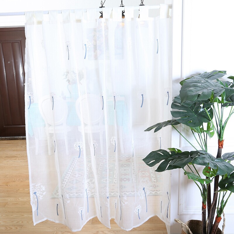 Punch-free Gauze Curtain Pastoral Embroidered White Gauze Curtain Princess Wind Partition Curtain Balcony Bay Window Small Curtain Short Window