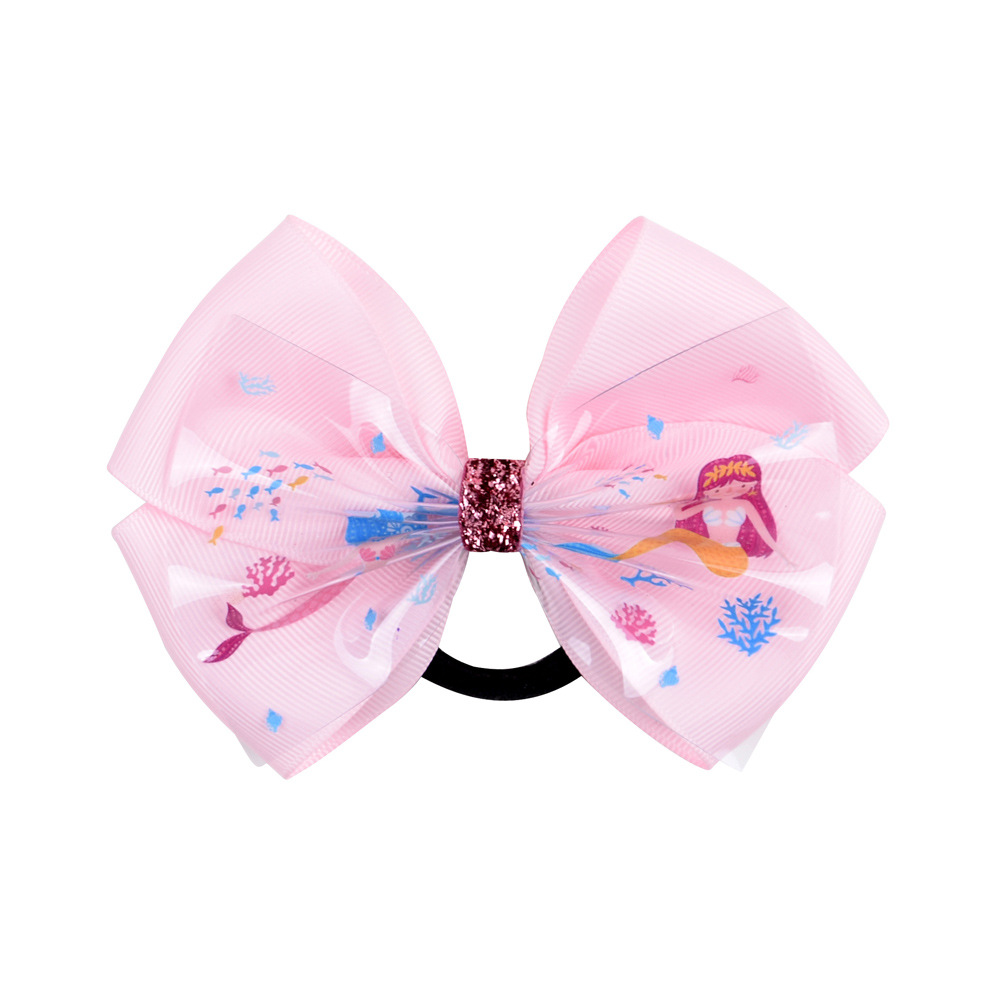 New Style Colorful Children's Ribbed Ribbon Bow Hair Tie Cute Hair Ring Set display picture 8