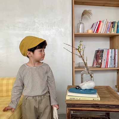 Korean Edition new pattern girl fashion Base coat 2019 Children Spring Children's clothing stripe T-shirts Trend T-shirt