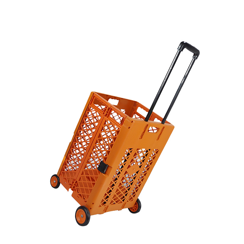 grid four-wheel folding shopping cart wholesale custom plastic car storage bo