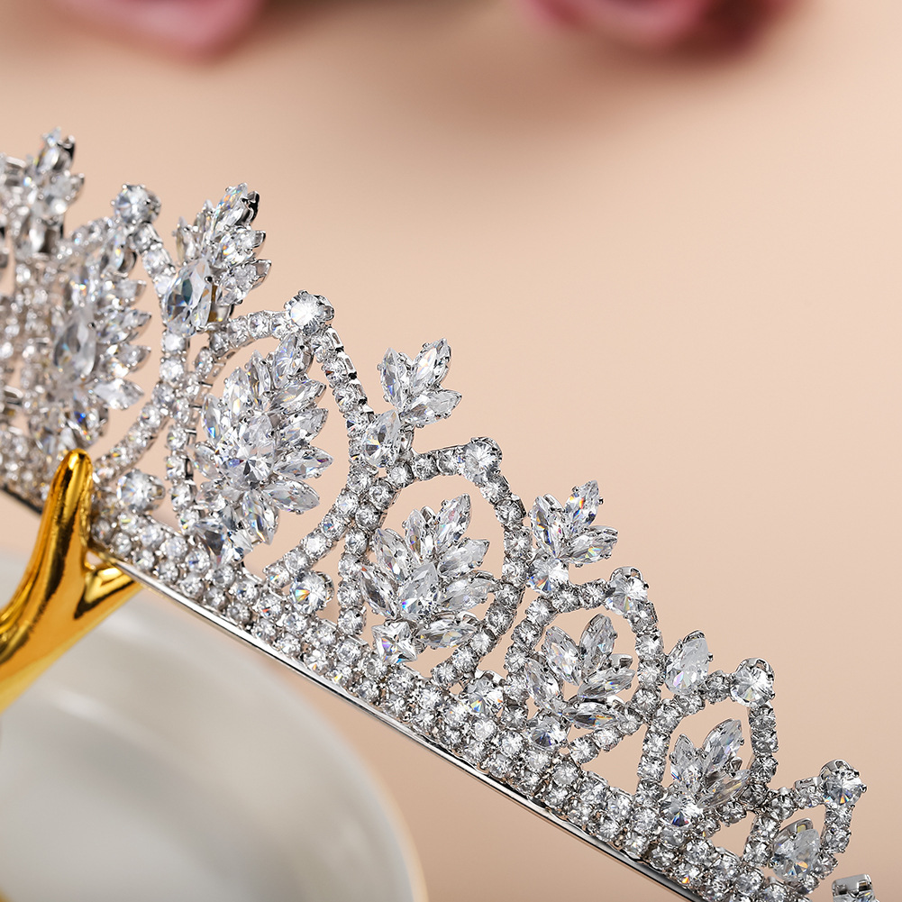 Fashion New Crown Diamond Headband Zircon Crown Bridal Headdress Wedding Jewelry display picture 6