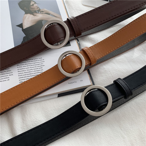 Wholesale non-hole belt for women, simple and versatile, Korean style, fashionable black jeans belt, unisex