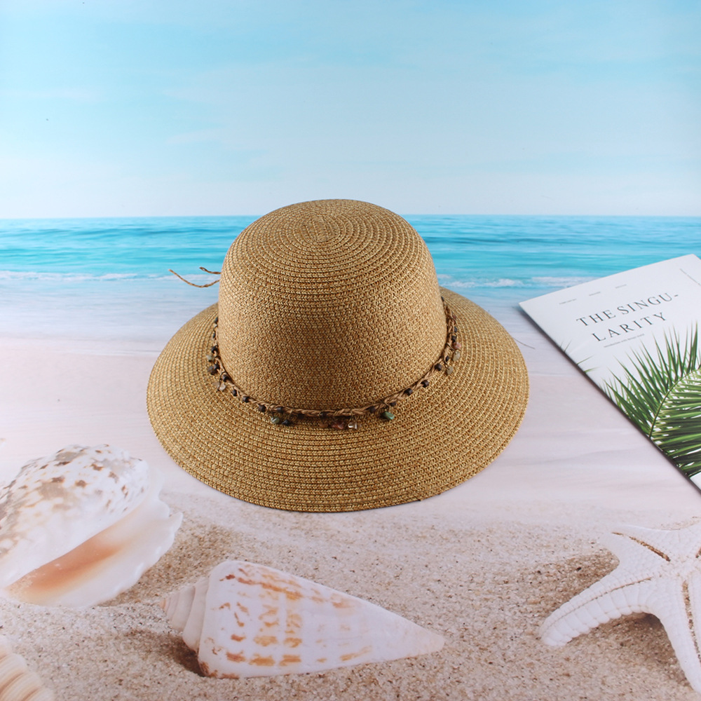 Verano estilo coreano moda paja cúpula pescador sombrero playa vacaciones sol protección sol sombra playa sombrero hembra paja sombrero personalización