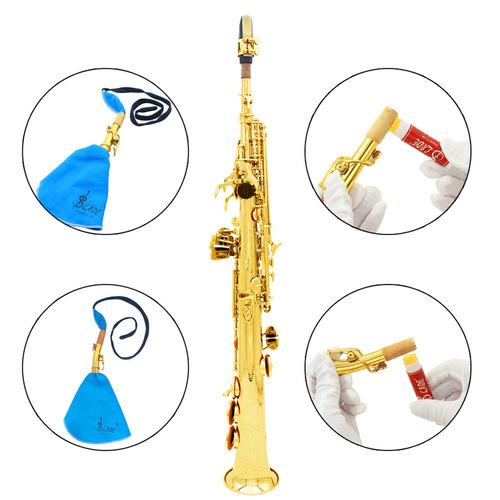 B flat soprano saxophone bent neck straight neck strip cloth cork paste musical instrument accessories saxophone neck set